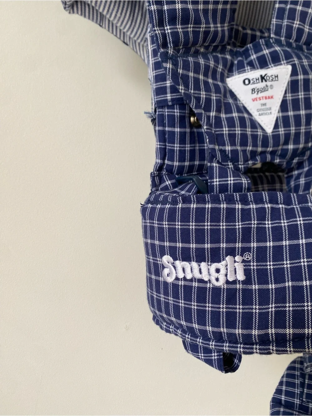 Vintage Oshkosh B’Gosh Carrier 1990’s Snugli Carrier Blue Plaid Adjustable